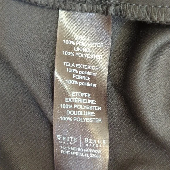 WHBM Black Ruffle Trim Floral Overlay Long Sleeve Keyhole Blouse Size 12 - Picture 9 of 9